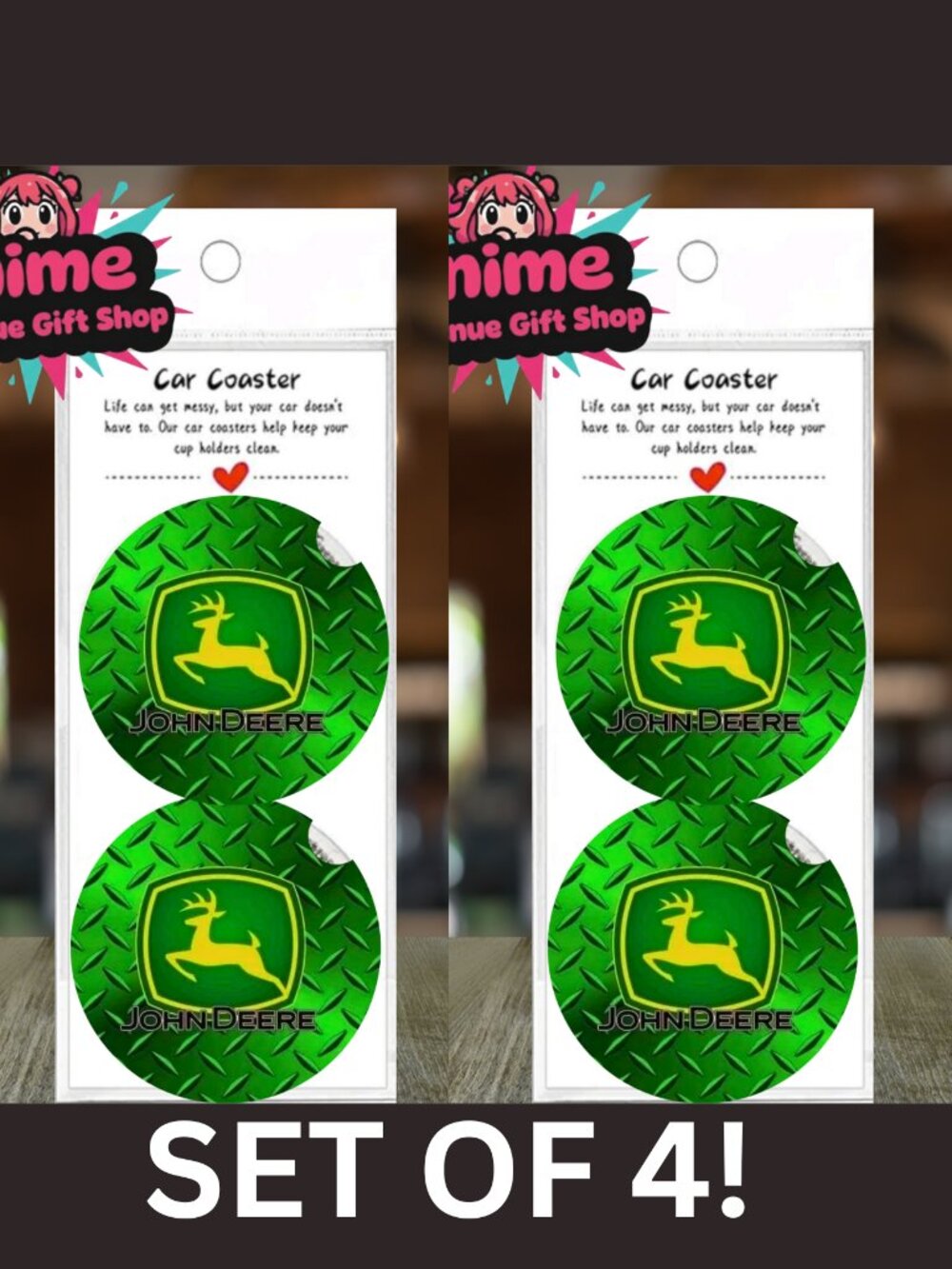 John Deere Set of Four Car Coasters